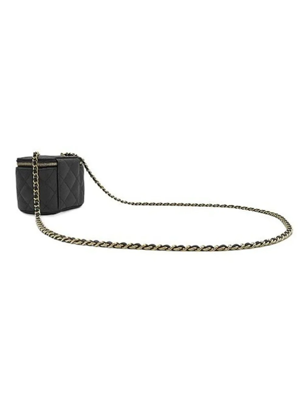 Chanel Shoulder Bag Quilted Mini Vanity Caviar Leather Black Gold Chain
